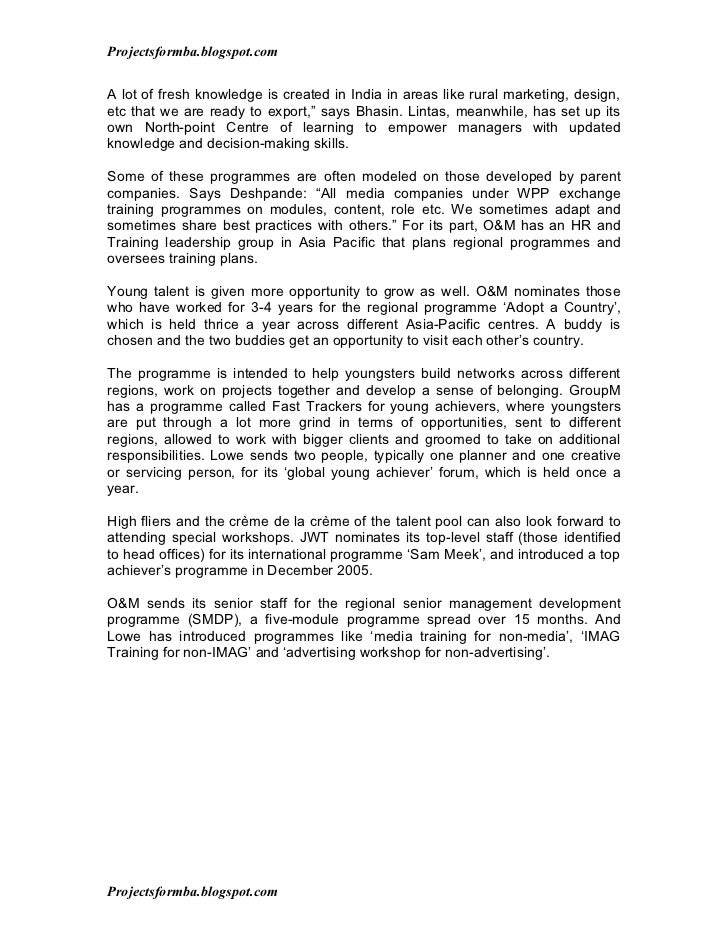 Project On Training And Development Pdf